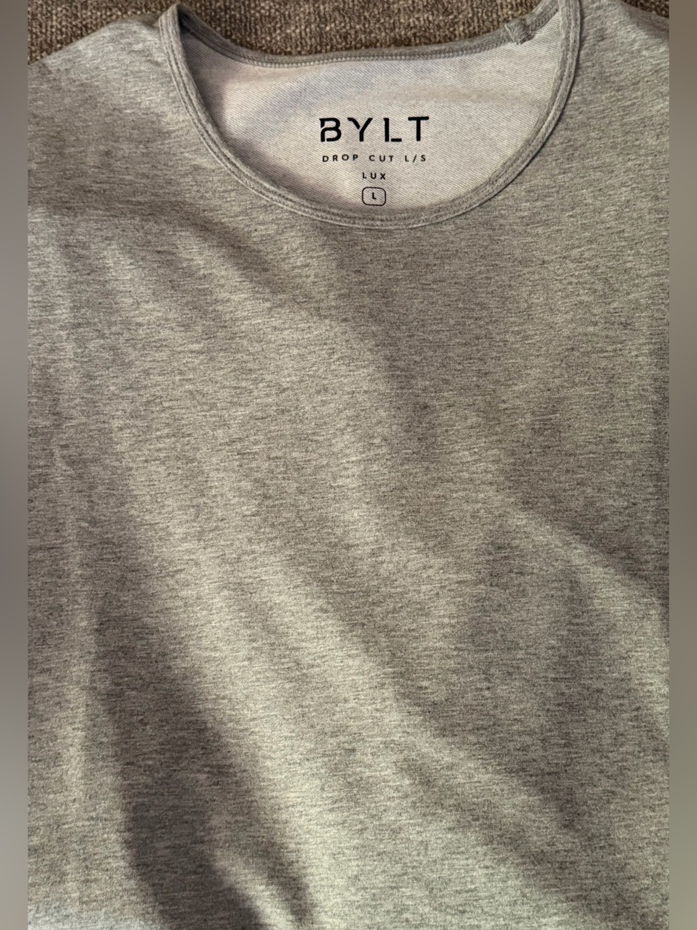 BYLT Basics Grey Drop Cut Crew Neck Shirt